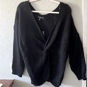 Black Parisian knotted front blouse